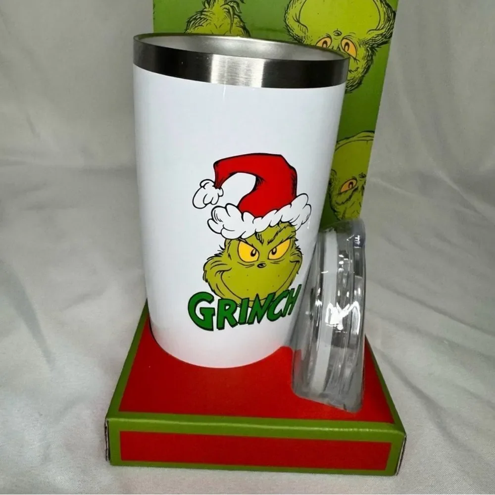 Grinch with Santa Hat Stainless Steel Cup